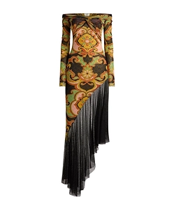 Etro Asymmetric Printed Midi Dress