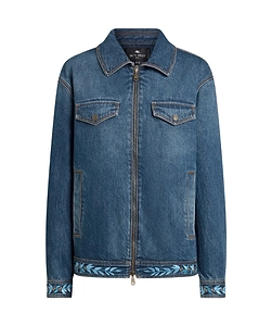 Etro Embroidered Zip Denim Jacket