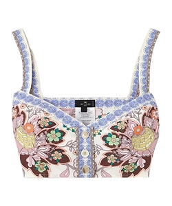 Etro Floral-Printed Sleeveless Cropped Top