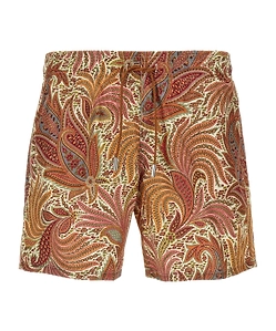 Etro Leaf Printed Drawstring Swim Shorts