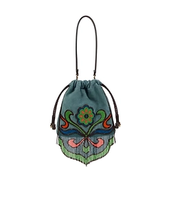 Etro Kalispera Bead And Fringe Detailed Small Bucket Bag