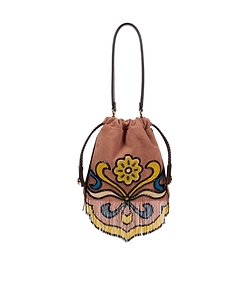 Etro Kalispera Bead And Fringe Detailed Small Bucket Bag