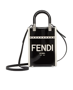 Black Patent Leather And Canvas Mini-Bag
