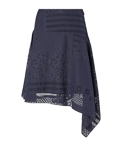 Blue Silk And Viscose Burnout Skirt