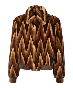 Brown Chevron Mink Blouson