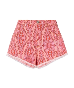 Etro Paisley Printed Raw-Cut Edge Shorts
