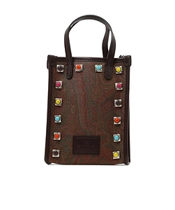 Etro Paisley Printed Stud-Detailed Tote Bag