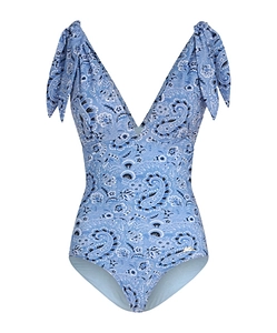Etro Paisley-Printed V-Neck One-Piece Swimsuit