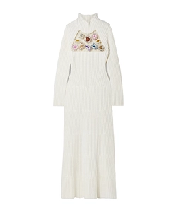 Juana Crochet-Panel Cashmere Dress