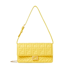 Fendi Baguette Logo Embossed Chain-Linked Wallet