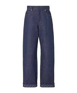 Fendi Logo-Cuff Wide-Leg Jeans