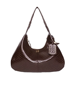 Brown Croco Xxl Hobo Bag