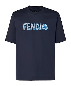 Fendi Flowers Logo Embroidered Crewneck T-Shirt