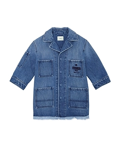 Fendi Kids Fringed Hem Denim Jacket