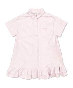 Fendi Kids Logo-Detail Tonal Pattern Dress