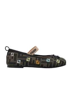 Fendi Kids Logo Embroidered Flats