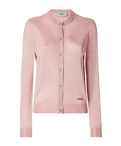 Fendi Logo Embroidered Crewneck Buttoned Cardigan