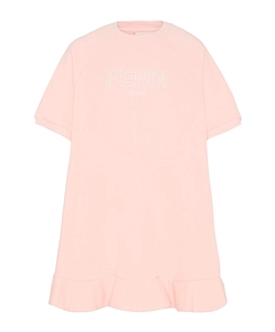 Fendi Kids Ruffled Logo Printed Dress