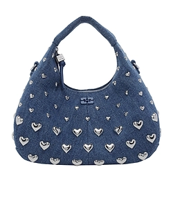 Ganni Denim Stud Mini Hobo Bag