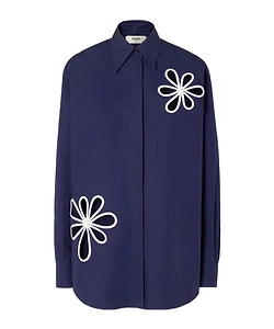 Fendi Long Sleeved Cut-Out Detailed Poplin Shirt