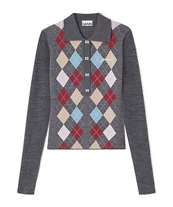 Ganni Knitted Polo Shirt