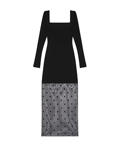 Long Dress In Bi-Material 4G Pattern