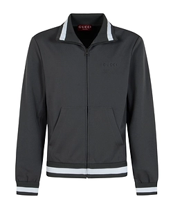 Logo-Embroidered Striped-Trim Sweatshirt