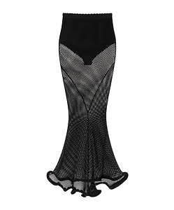 Midi Kickback Skirt In Mesh