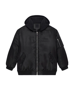 Oversized Hooded Bomber Jacket In Nylon