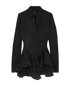Ruffled Satin Crepe Shirt