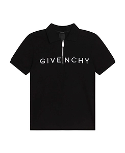 Givenchy Kids Logo Embroidered Zip Detailed Polo Shirt