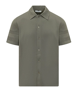 Shirt In Cotton Knit With Mesh Details