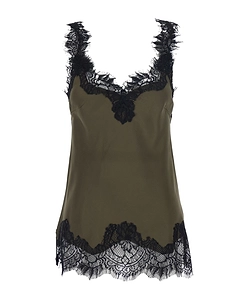 Gold Hawk Lace-Trimmed Sleeveless Top