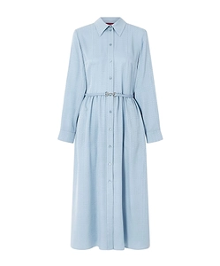 Tie-Waist Jacquard Shirt Dress