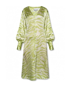Silk Stretch Satin Drop Shoulder V-Neck Maxi Dress