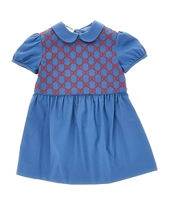 Gucci Kids Gg Embroidered Poplin Dress