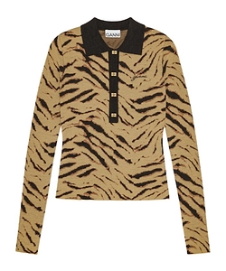 Zebra-Print Polo Top