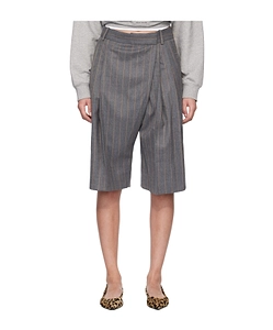 Wool Blend Striped Shorts
