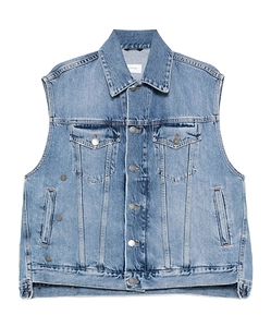 Haikure Button-Down Denim Sleeveless Vest