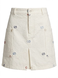 Gucci Kids Gg Jacquard Denim Skirt