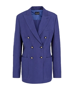 Double-Breasted Linen Suit Jacket