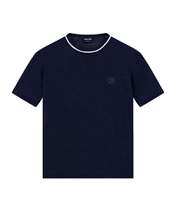 Giorgio Armani Logo-Embroidered Short-Sleeved Knitted Jumper
