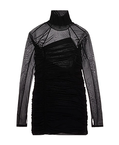 Helmut Lang Ruched Turtleneck Mini Dress