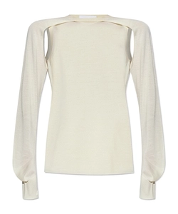 Helmut Lang Shrug Cut-Out Detailed Crewneck Jumper
