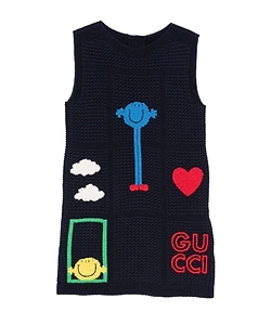 Gucci Kids Logo Embroidered Crochet Dress