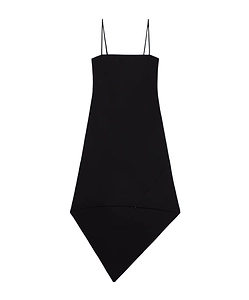 Helmut Lang Square Neck Asymmetric Hem Midi Dress