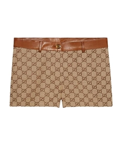 Gg Canvas Shorts With Leather Trim