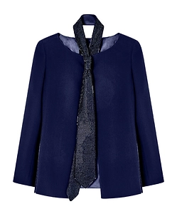 Silk Jacket With Embroidered Tie