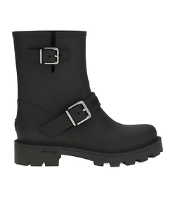 Jimmy Choo Biker Rain Round Toe Buckled Boots