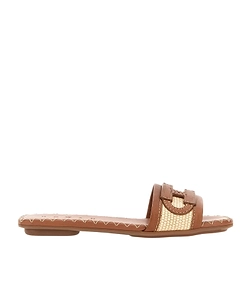 Hogan H685 Raffia-Trim Flat Sandals